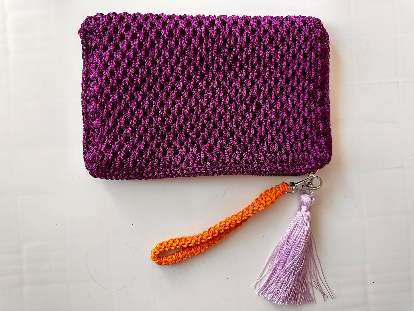 Purple Hand-Crocheted Luxury Clutch Bag