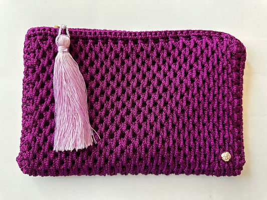 Purple Hand-Crocheted Luxury Clutch Bag