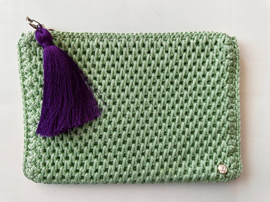 Sea Green Hand-Crocheted Luxury Clutch Bag