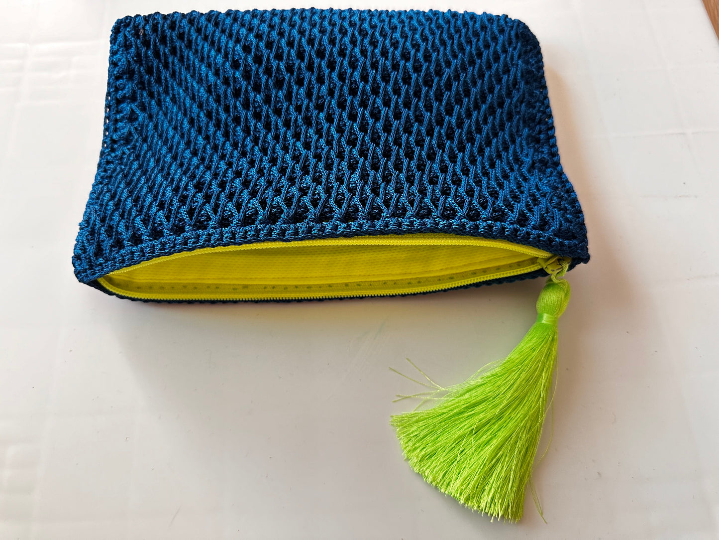 Blue Hand-Crocheted Luxury Clutch Bag